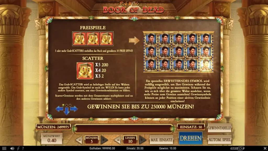 Überblick über den Slot Book of Dead